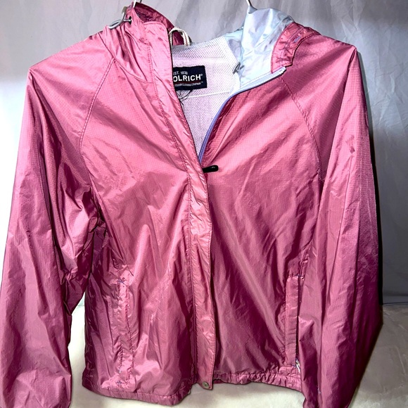 Woolrich Jackets & Blazers - Woolrich Pink Full zip Hooded Windbreaker Jacket Nylon Coat Women's Size Medium